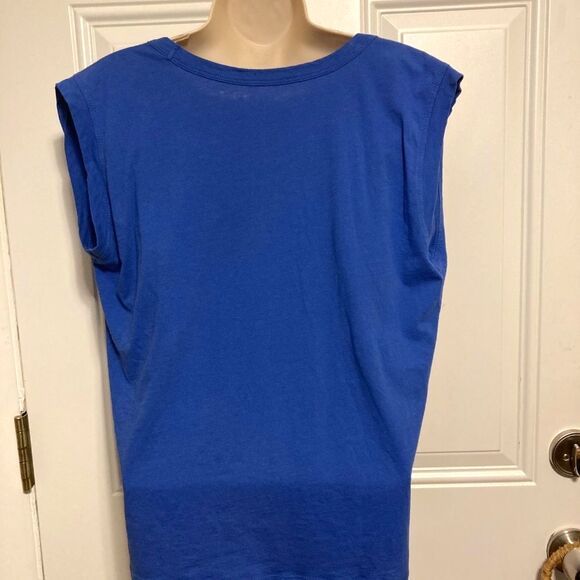 Ann Taylor LOFT Royal Blue Relaxed Muscle Tee Cinched Shoulder Cotton Size Small - Picture 6 of 10